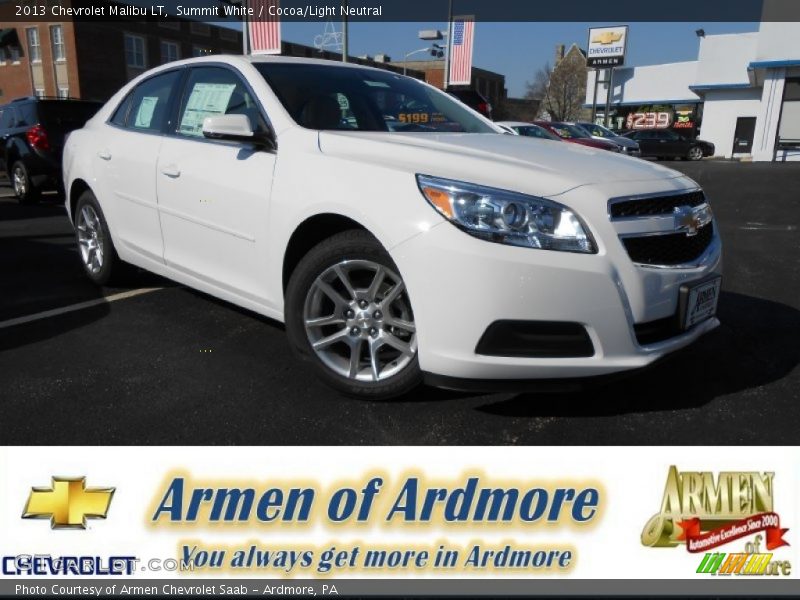 Summit White / Cocoa/Light Neutral 2013 Chevrolet Malibu LT