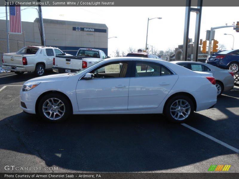 Summit White / Cocoa/Light Neutral 2013 Chevrolet Malibu LT
