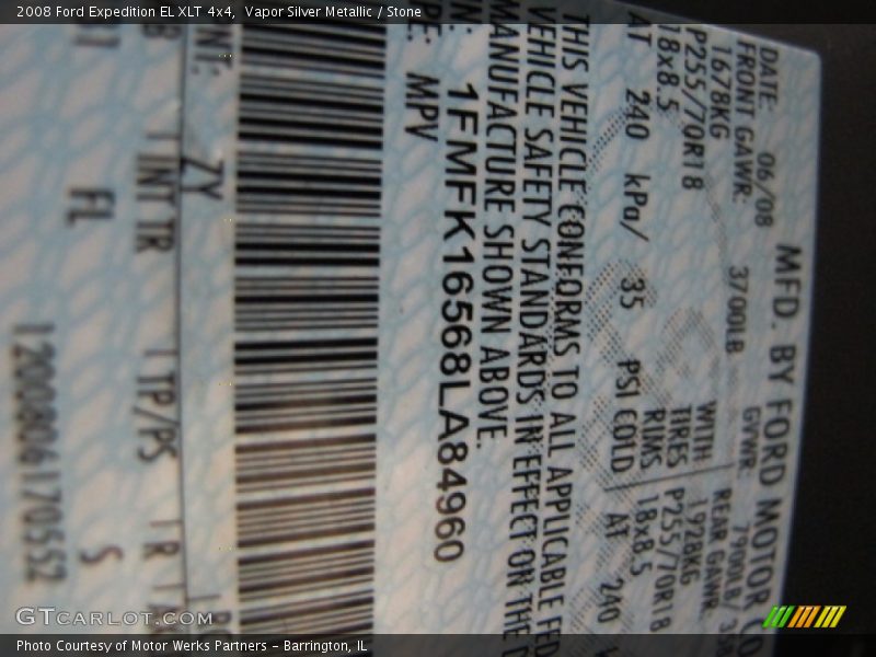 Vapor Silver Metallic / Stone 2008 Ford Expedition EL XLT 4x4