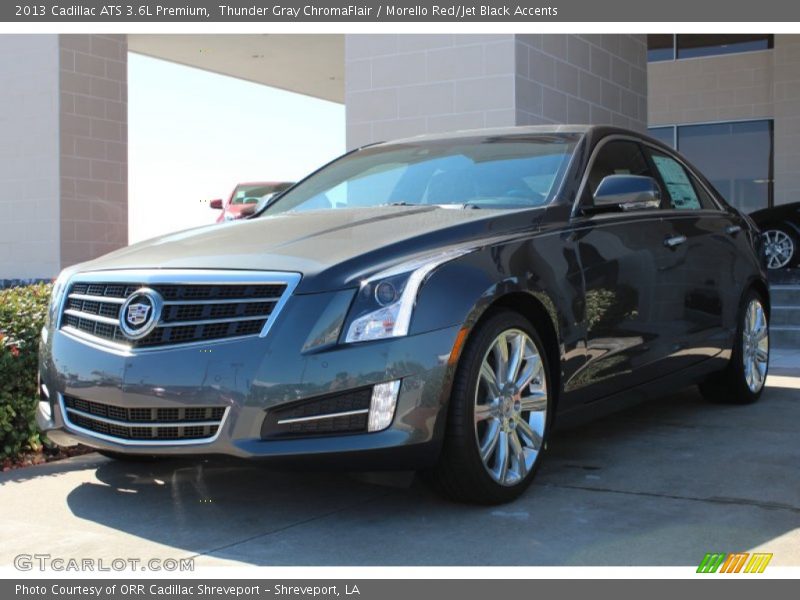 Thunder Gray ChromaFlair / Morello Red/Jet Black Accents 2013 Cadillac ATS 3.6L Premium
