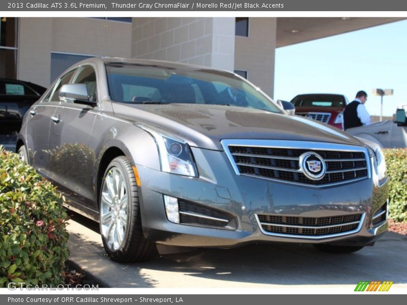 Thunder Gray ChromaFlair / Morello Red/Jet Black Accents 2013 Cadillac ATS 3.6L Premium