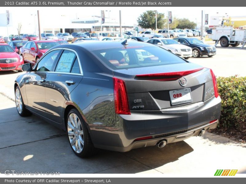Thunder Gray ChromaFlair / Morello Red/Jet Black Accents 2013 Cadillac ATS 3.6L Premium