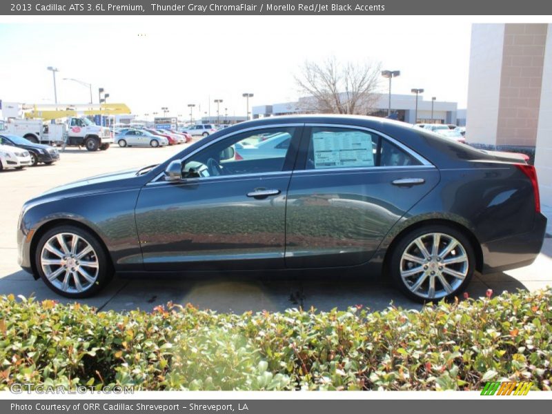 Thunder Gray ChromaFlair / Morello Red/Jet Black Accents 2013 Cadillac ATS 3.6L Premium