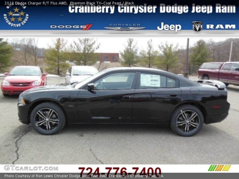 Phantom Black Tri-Coat Pearl / Black 2013 Dodge Charger R/T Plus AWD