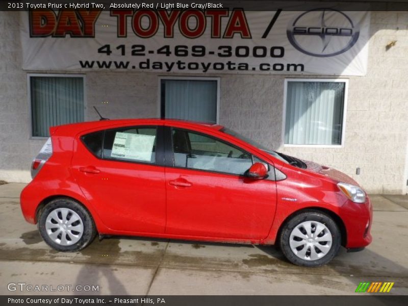 Absolutely Red / Light Blue Gray/Black 2013 Toyota Prius c Hybrid Two
