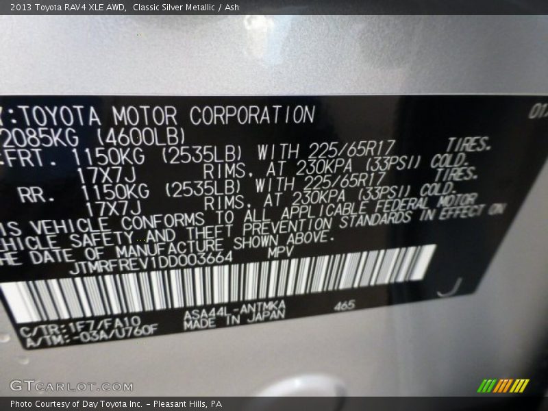 Classic Silver Metallic / Ash 2013 Toyota RAV4 XLE AWD