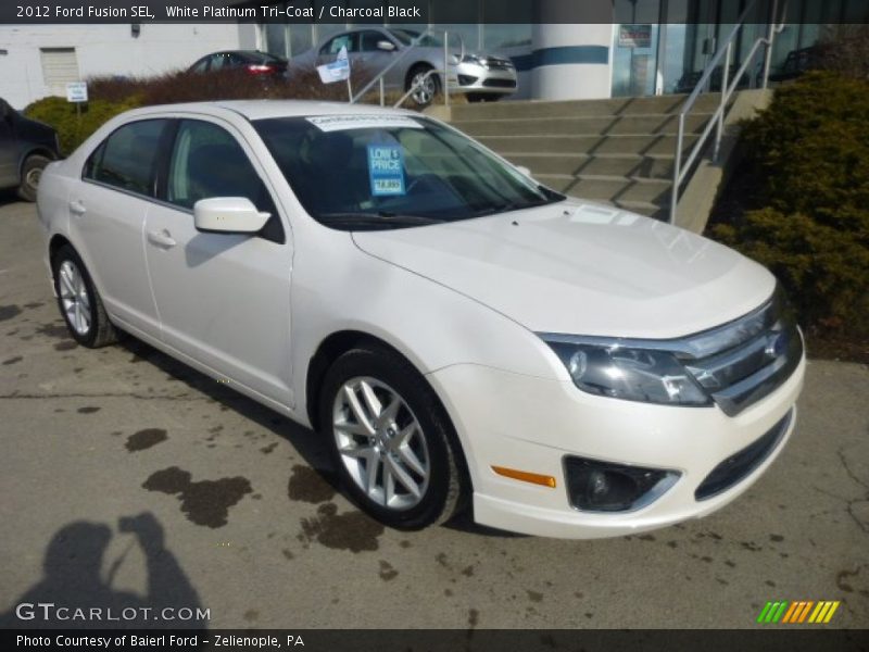 White Platinum Tri-Coat / Charcoal Black 2012 Ford Fusion SEL