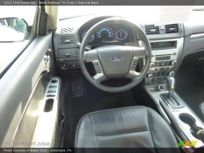 White Platinum Tri-Coat / Charcoal Black 2012 Ford Fusion SEL