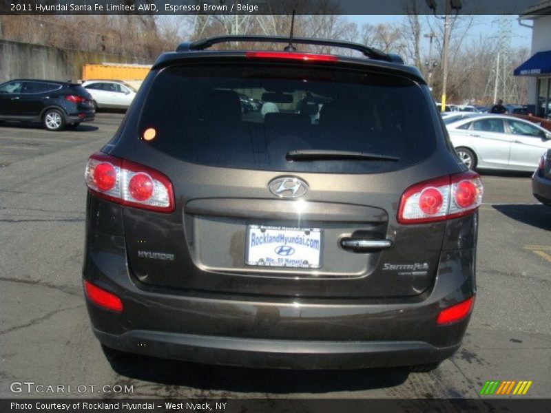 Espresso Brown / Beige 2011 Hyundai Santa Fe Limited AWD