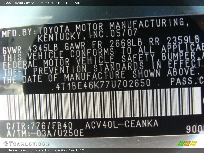 Aloe Green Metallic / Bisque 2007 Toyota Camry LE