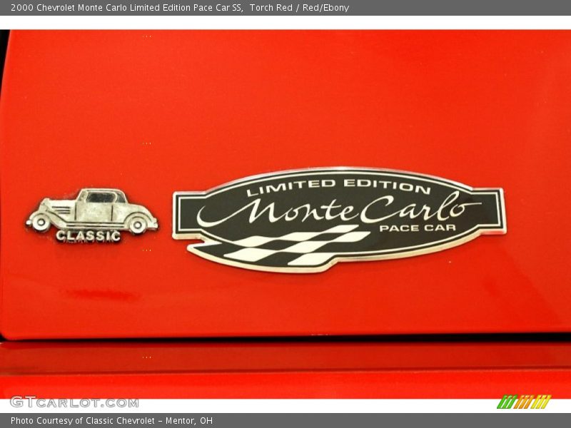 Torch Red / Red/Ebony 2000 Chevrolet Monte Carlo Limited Edition Pace Car SS