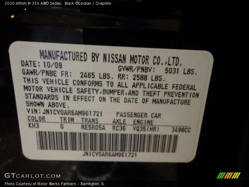 Black Obsidian / Graphite 2010 Infiniti M 35x AWD Sedan