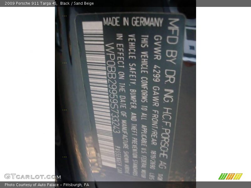 Black / Sand Beige 2009 Porsche 911 Targa 4S