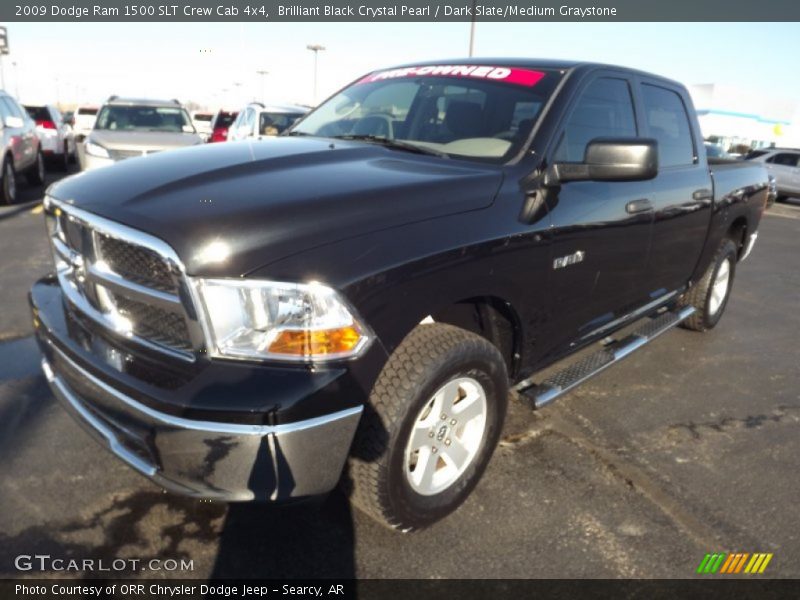 Brilliant Black Crystal Pearl / Dark Slate/Medium Graystone 2009 Dodge Ram 1500 SLT Crew Cab 4x4