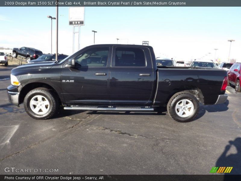 Brilliant Black Crystal Pearl / Dark Slate/Medium Graystone 2009 Dodge Ram 1500 SLT Crew Cab 4x4