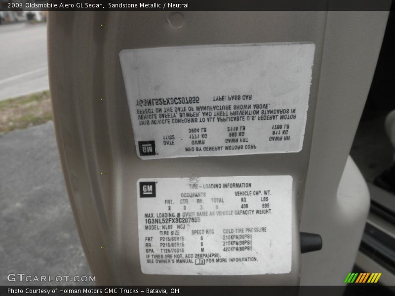 Sandstone Metallic / Neutral 2003 Oldsmobile Alero GL Sedan
