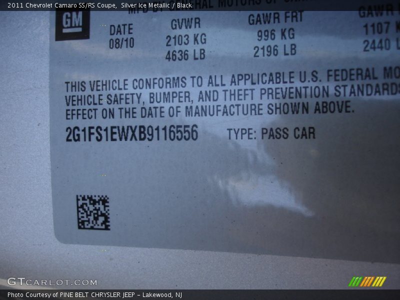 Silver Ice Metallic / Black 2011 Chevrolet Camaro SS/RS Coupe