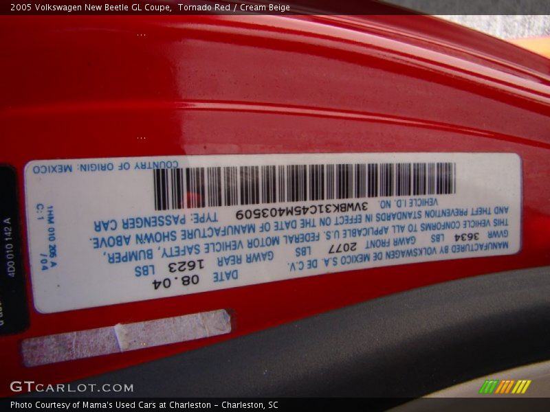 Tornado Red / Cream Beige 2005 Volkswagen New Beetle GL Coupe