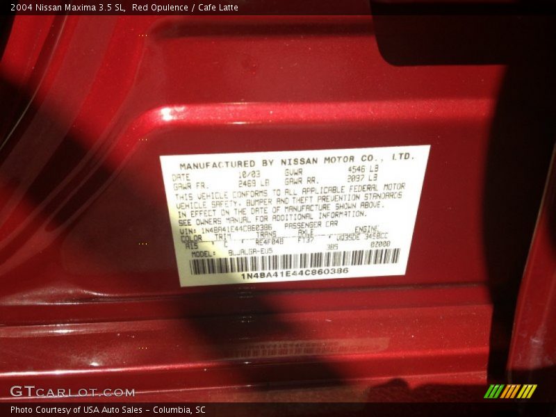 Red Opulence / Cafe Latte 2004 Nissan Maxima 3.5 SL