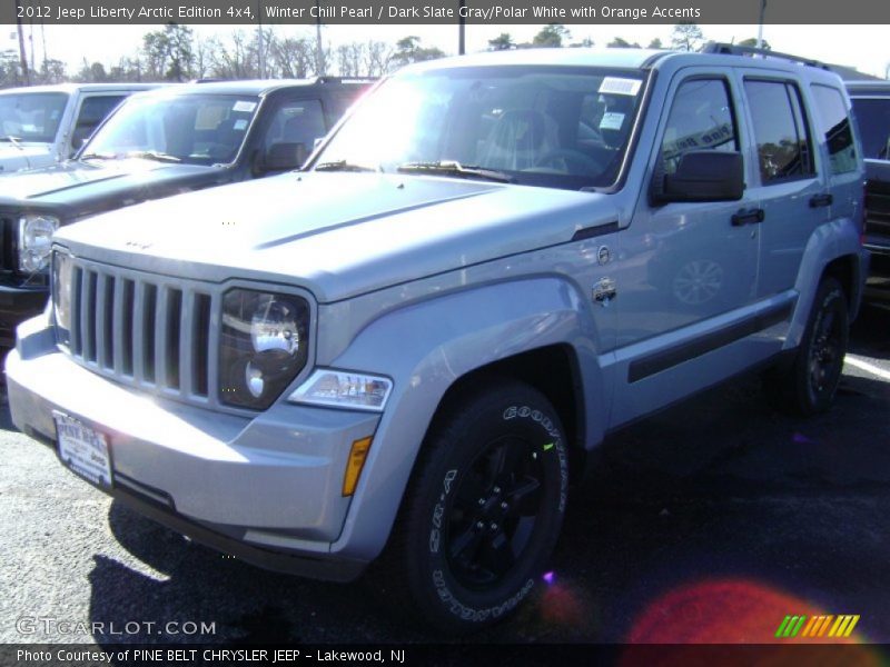 Winter Chill Pearl / Dark Slate Gray/Polar White with Orange Accents 2012 Jeep Liberty Arctic Edition 4x4