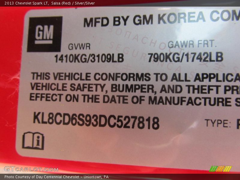 Salsa (Red) / Silver/Silver 2013 Chevrolet Spark LT