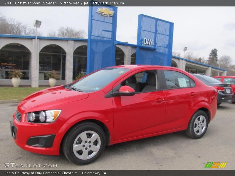 Victory Red / Jet Black/Dark Titanium 2013 Chevrolet Sonic LS Sedan