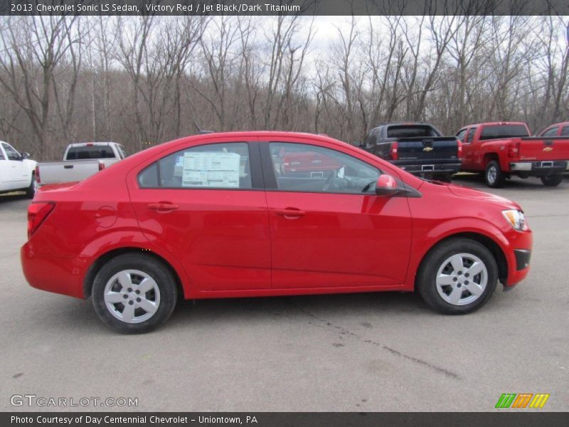 Victory Red / Jet Black/Dark Titanium 2013 Chevrolet Sonic LS Sedan