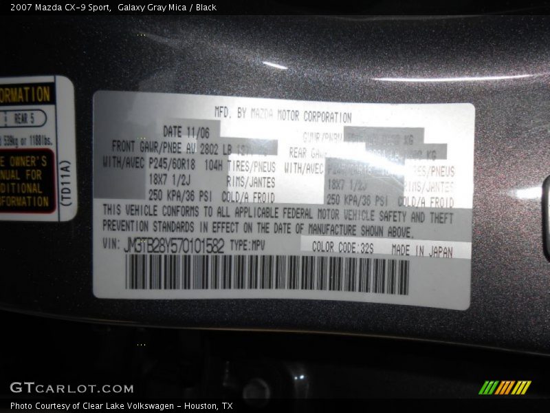 Galaxy Gray Mica / Black 2007 Mazda CX-9 Sport