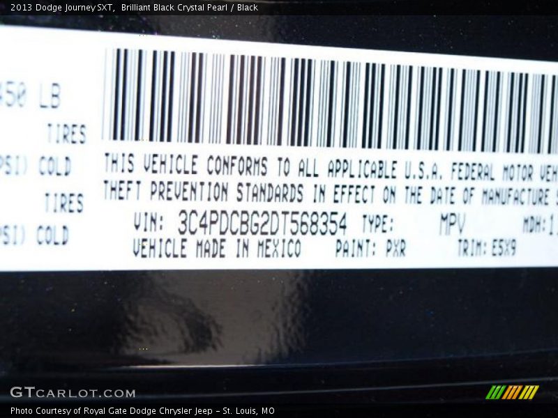 Brilliant Black Crystal Pearl / Black 2013 Dodge Journey SXT