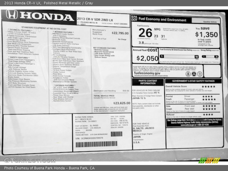 Polished Metal Metallic / Gray 2013 Honda CR-V LX