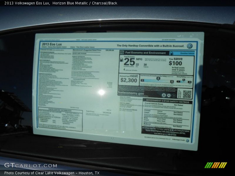  2013 Eos Lux Window Sticker