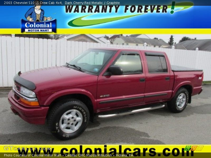Dark Cherry Red Metallic / Graphite 2003 Chevrolet S10 LS Crew Cab 4x4