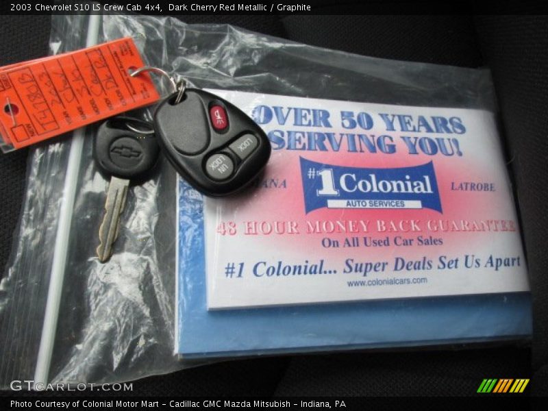 Dark Cherry Red Metallic / Graphite 2003 Chevrolet S10 LS Crew Cab 4x4