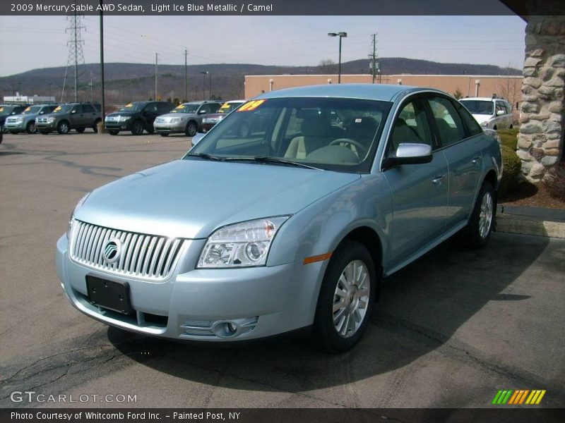 Light Ice Blue Metallic / Camel 2009 Mercury Sable AWD Sedan