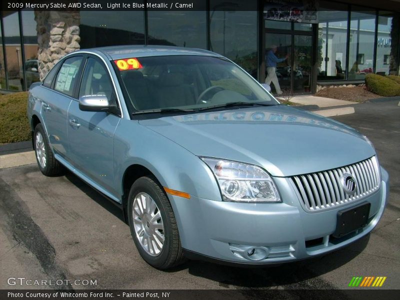 Light Ice Blue Metallic / Camel 2009 Mercury Sable AWD Sedan