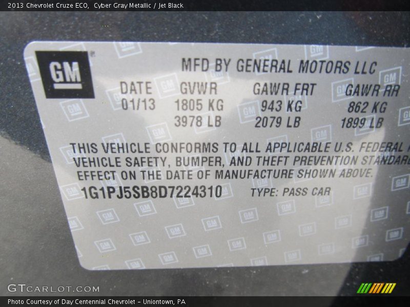 Cyber Gray Metallic / Jet Black 2013 Chevrolet Cruze ECO