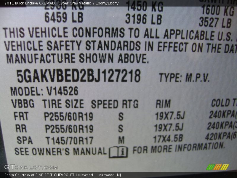 Cyber Gray Metallic / Ebony/Ebony 2011 Buick Enclave CXL AWD
