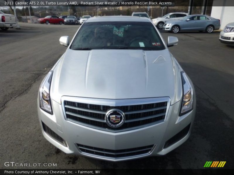 Radiant Silver Metallic / Morello Red/Jet Black Accents 2013 Cadillac ATS 2.0L Turbo Luxury AWD