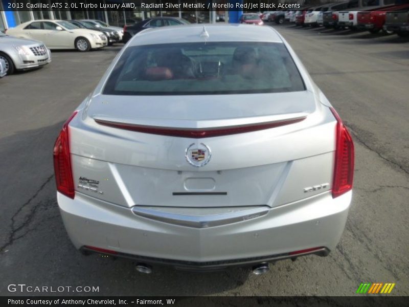 Radiant Silver Metallic / Morello Red/Jet Black Accents 2013 Cadillac ATS 2.0L Turbo Luxury AWD