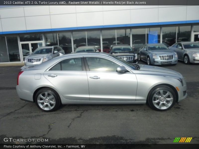 Radiant Silver Metallic / Morello Red/Jet Black Accents 2013 Cadillac ATS 2.0L Turbo Luxury AWD