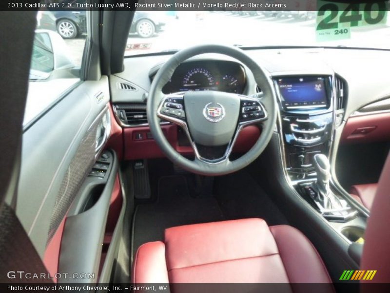 Radiant Silver Metallic / Morello Red/Jet Black Accents 2013 Cadillac ATS 2.0L Turbo Luxury AWD