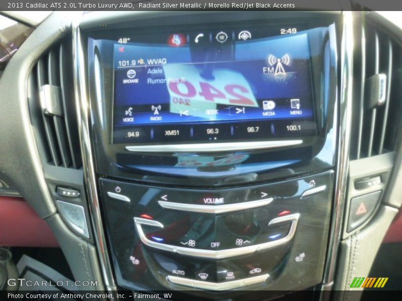 Radiant Silver Metallic / Morello Red/Jet Black Accents 2013 Cadillac ATS 2.0L Turbo Luxury AWD