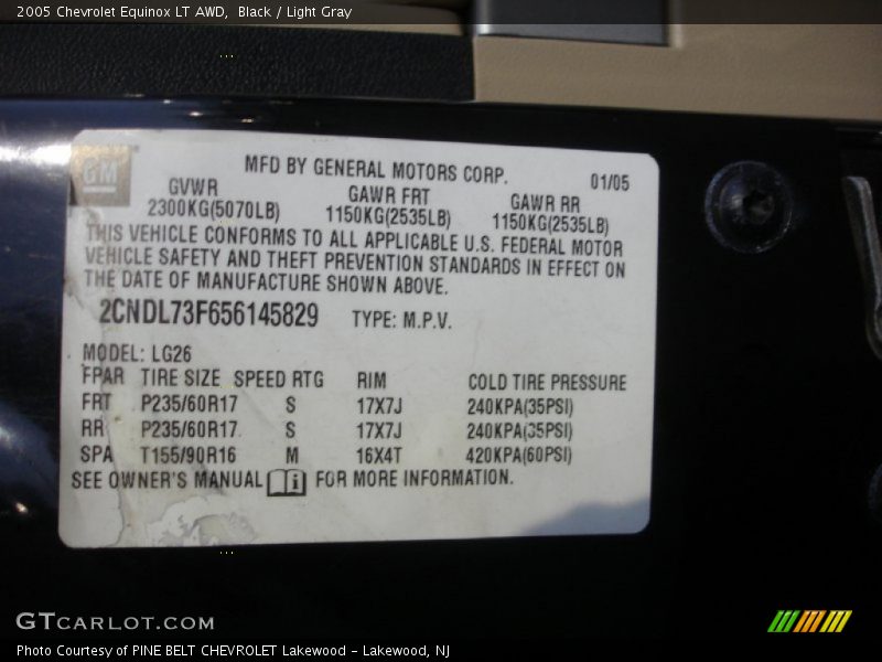 Black / Light Gray 2005 Chevrolet Equinox LT AWD