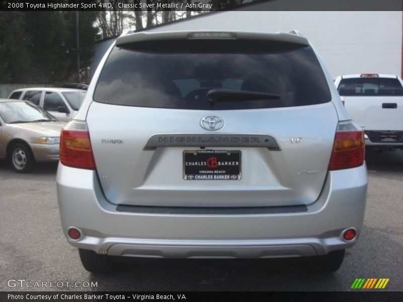 Classic Silver Metallic / Ash Gray 2008 Toyota Highlander Sport 4WD