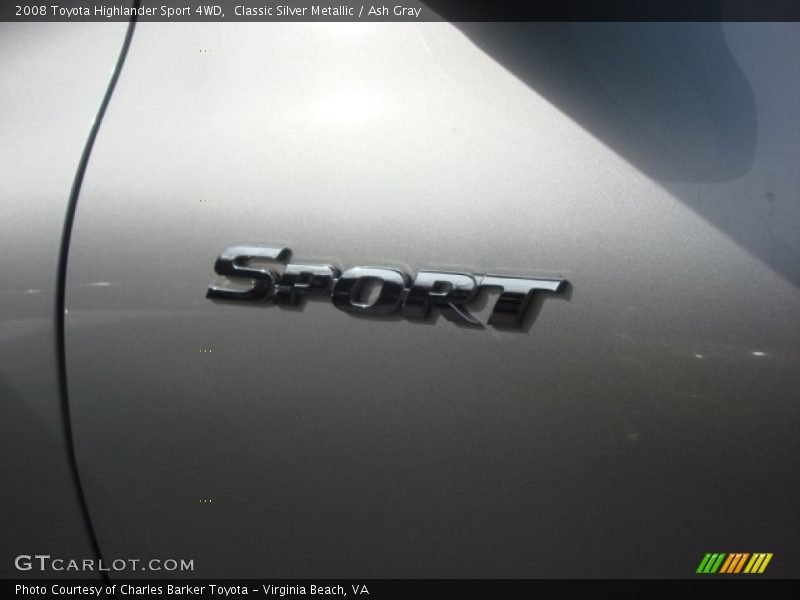 Classic Silver Metallic / Ash Gray 2008 Toyota Highlander Sport 4WD