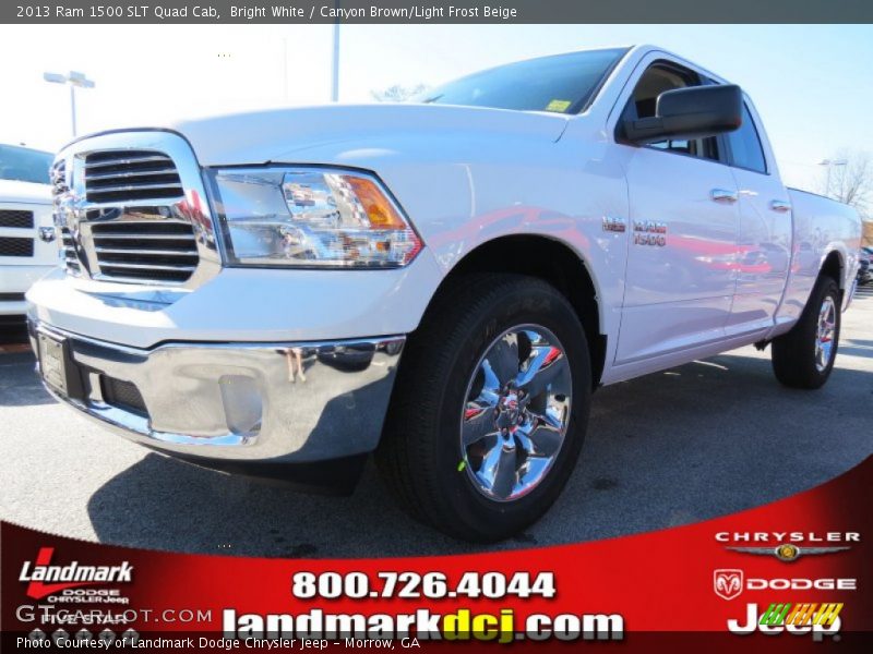 Bright White / Canyon Brown/Light Frost Beige 2013 Ram 1500 SLT Quad Cab