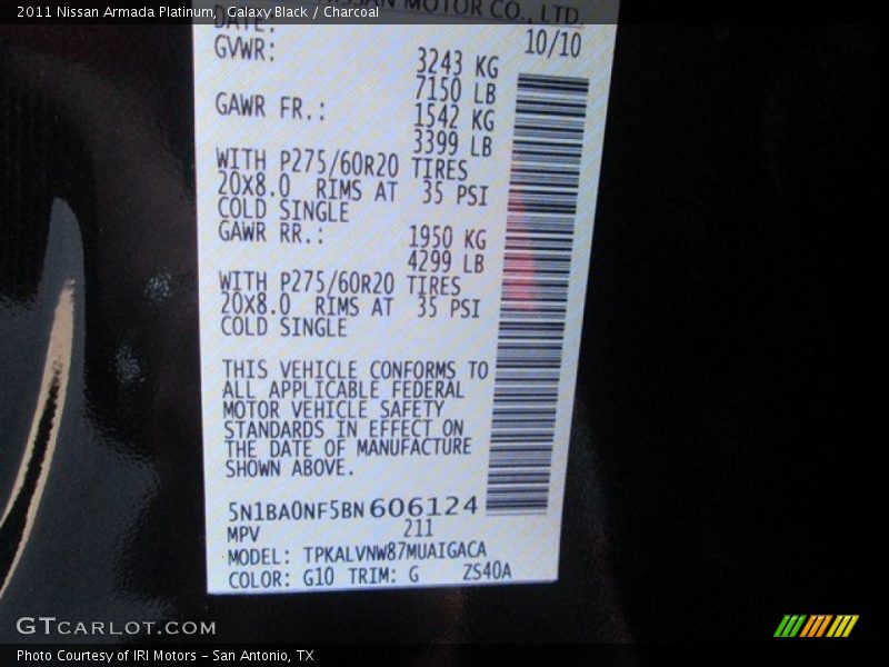 Galaxy Black / Charcoal 2011 Nissan Armada Platinum