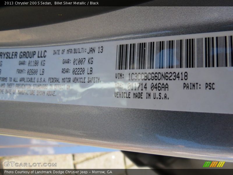 Billet Silver Metallic / Black 2013 Chrysler 200 S Sedan