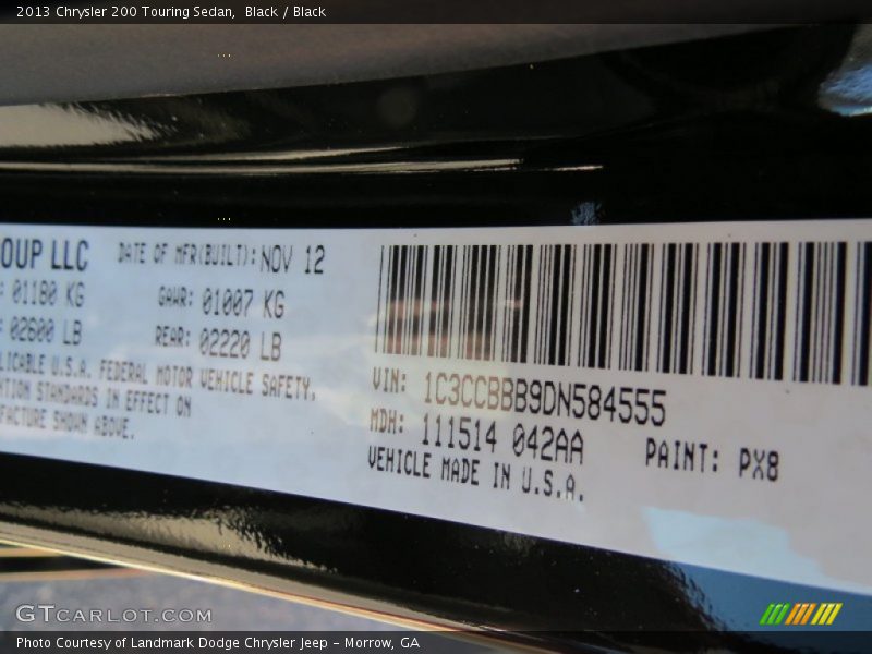 Black / Black 2013 Chrysler 200 Touring Sedan