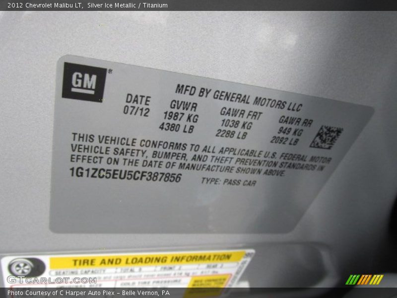 Silver Ice Metallic / Titanium 2012 Chevrolet Malibu LT